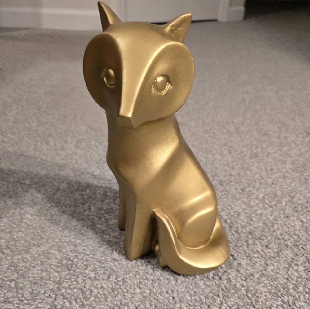 Gold Fox Resin Statue Angular Geometric Abstract Modern - Picture 2 of 8